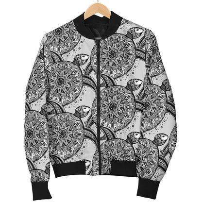 Tribal Turtle Polynesian Themed Print Men Bomber Jacket