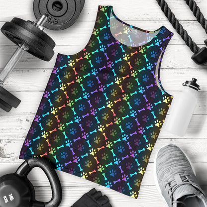 Paw Rainbow Print Men Tank Top