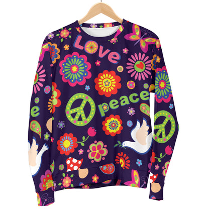 Flower Power Peace Design Print Men Long Sleeve Sweatshirt