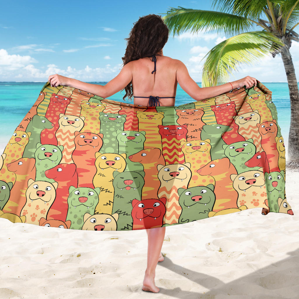 Ferret Pattern Print Design 01 Sarong Pareo Wrap