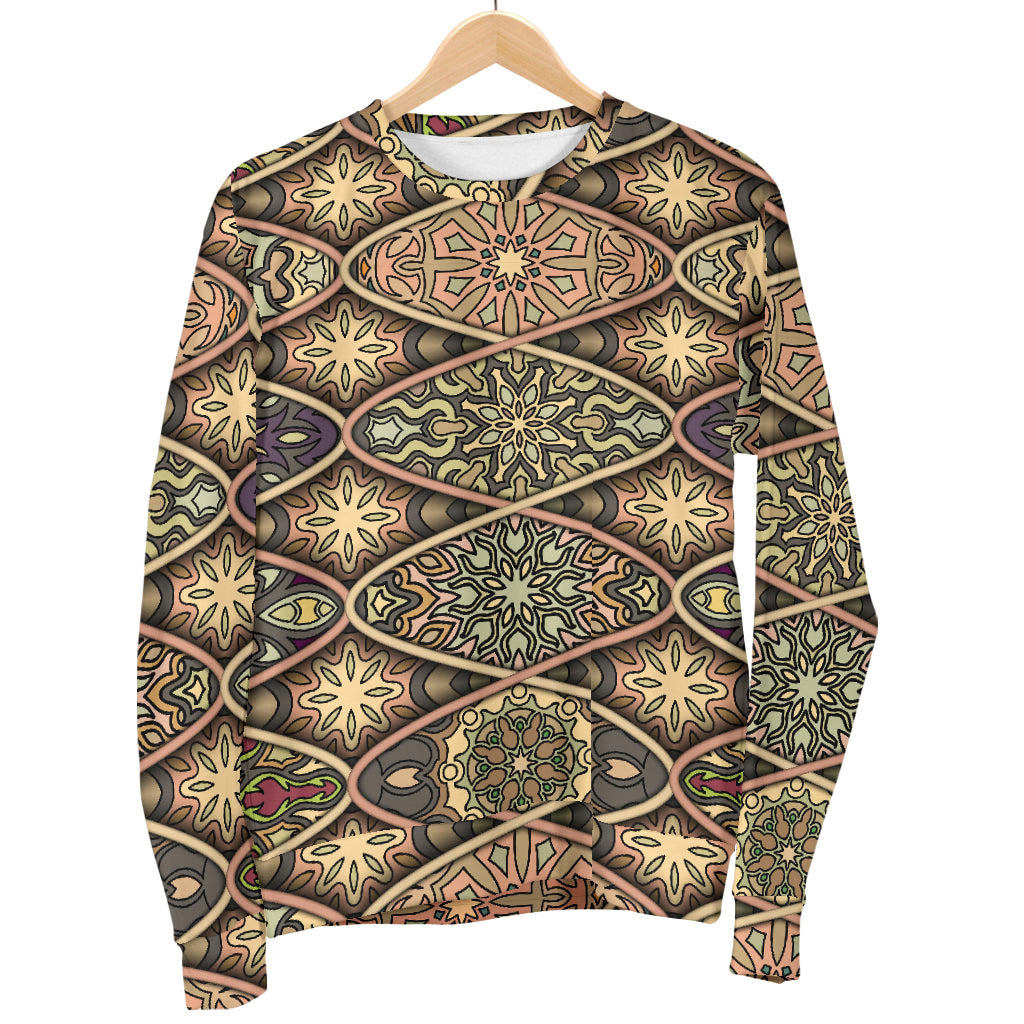 Mandala Motif Themed Design Print Men Long Sleeve Sweatshirt
