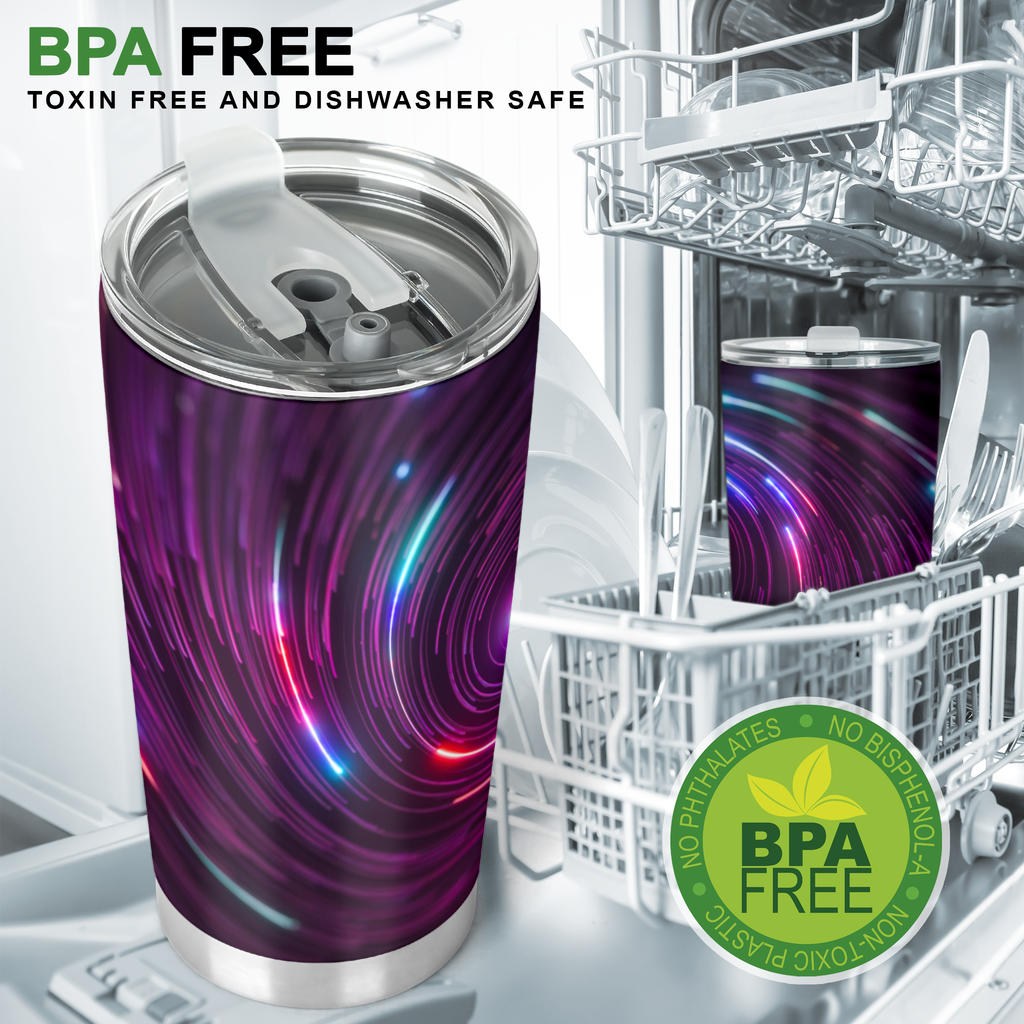 Vortex Twist Swirl Purple Neon Print Tumbler