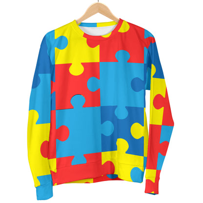 Autism Awareness Puzzles Design Print Men Long Sleeve Sweatshirt