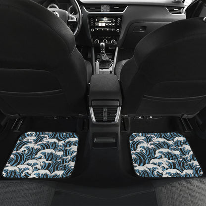 Surf Wave Pattern Print Car Floor Mats Front Back