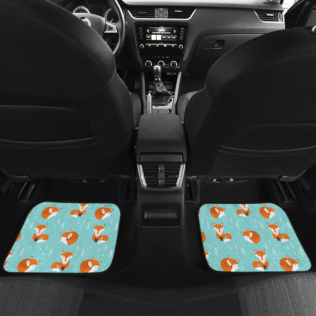 Fox Design Snow Print Pattern Car Floor Mats Front Back