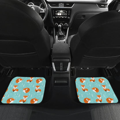Fox Design Snow Print Pattern Car Floor Mats Front Back