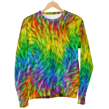 Rainbow Fur Design Print Men Long Sleeve Sweatshirt