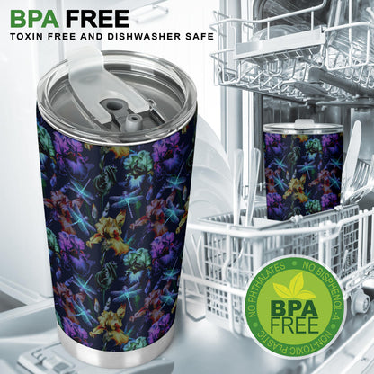 Dragonfly With Floral Print Pattern Tumbler
