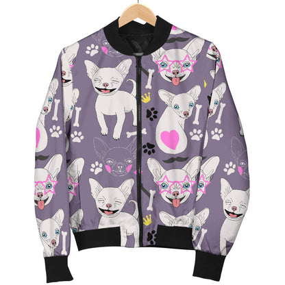 Chihuahua Happy Pattern Men Bomber Jacket