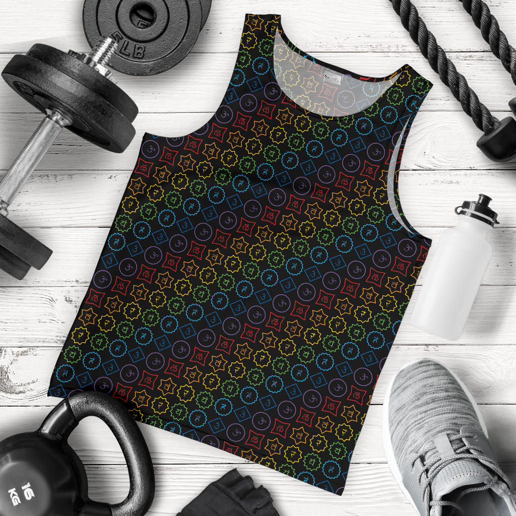 Chakra Colorful Symbol Pattern Men Tank Top