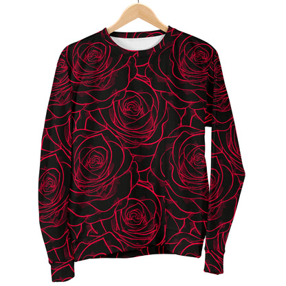 Red Rose Design Print Women Long Sleeve Sweatshirt