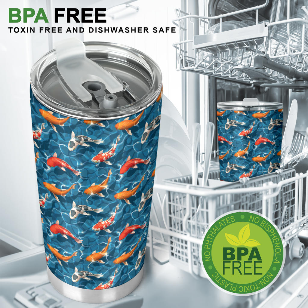 Koi Carp Water Design Themed Print Tumbler