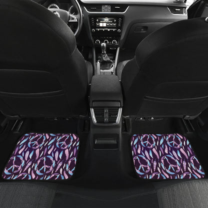 Peace Sign Feather Design Print Car Floor Mats Front Back