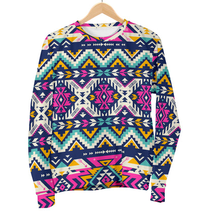 Aztec Pink Geometric Print Pattern Women Long Sleeve Sweatshirt