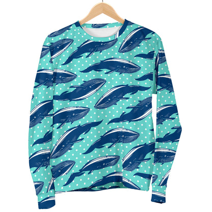 Whale Polka Dot Design Themed Print Women Long Sleeve Sweatshirt