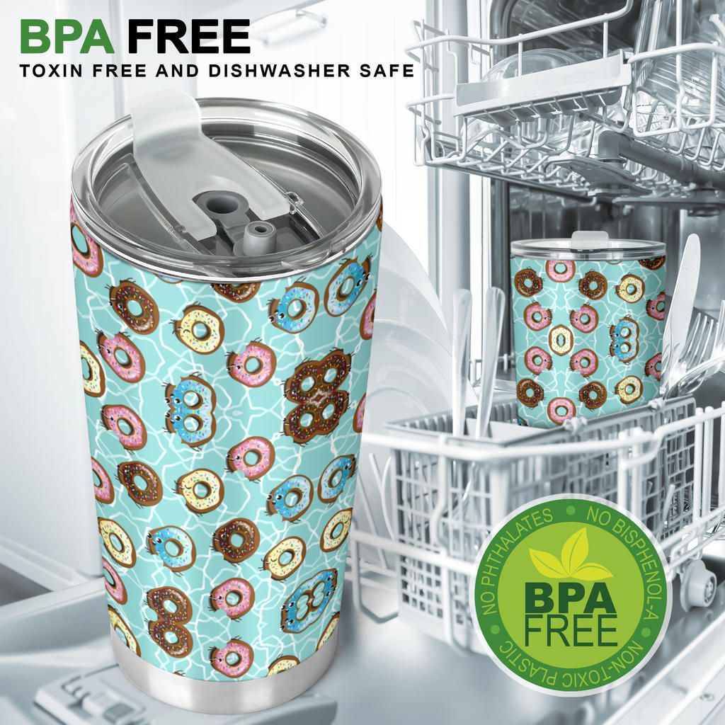 Emoji Donut Print Pattern Tumbler