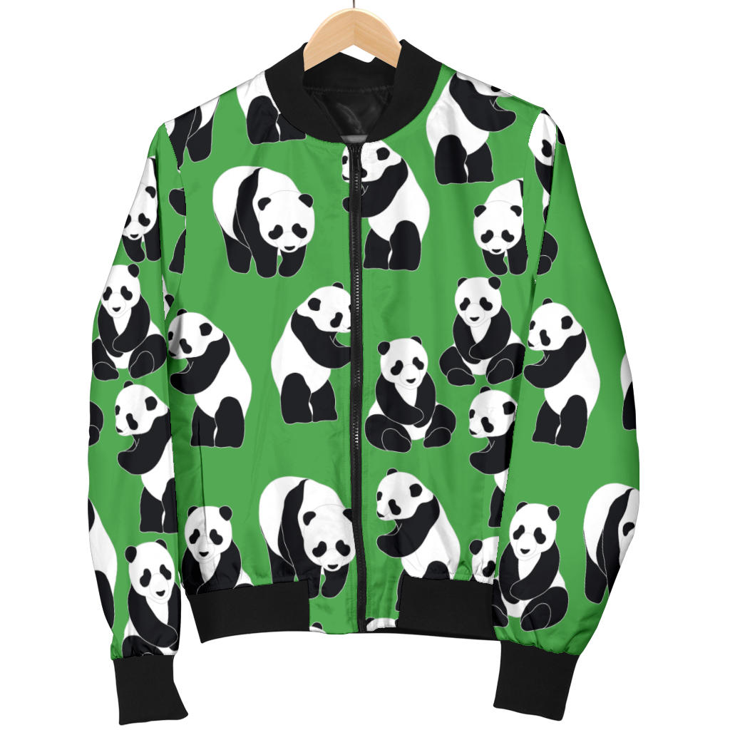 Panda Bear Pattern Themed Print Men Bomber Jacket