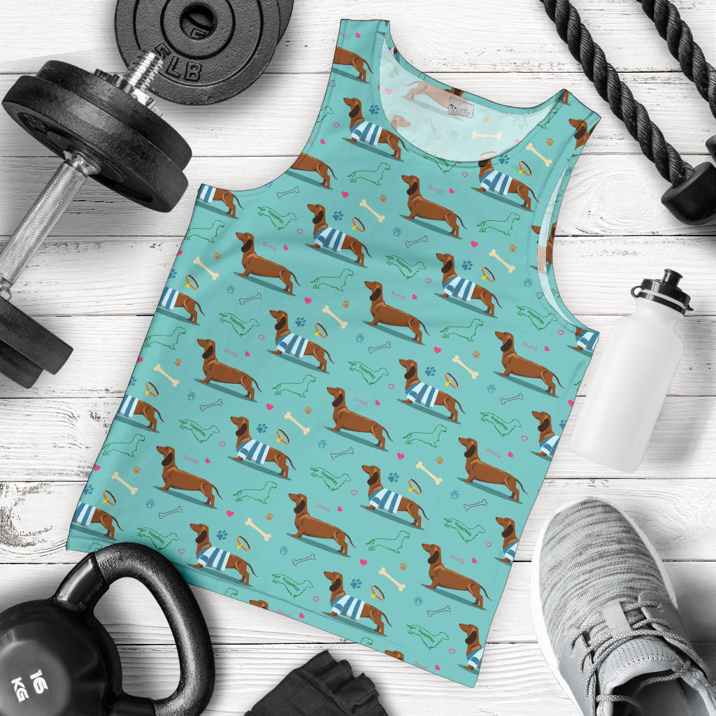 Dachshund Paw Decorative Print Pattern Men Tank Top