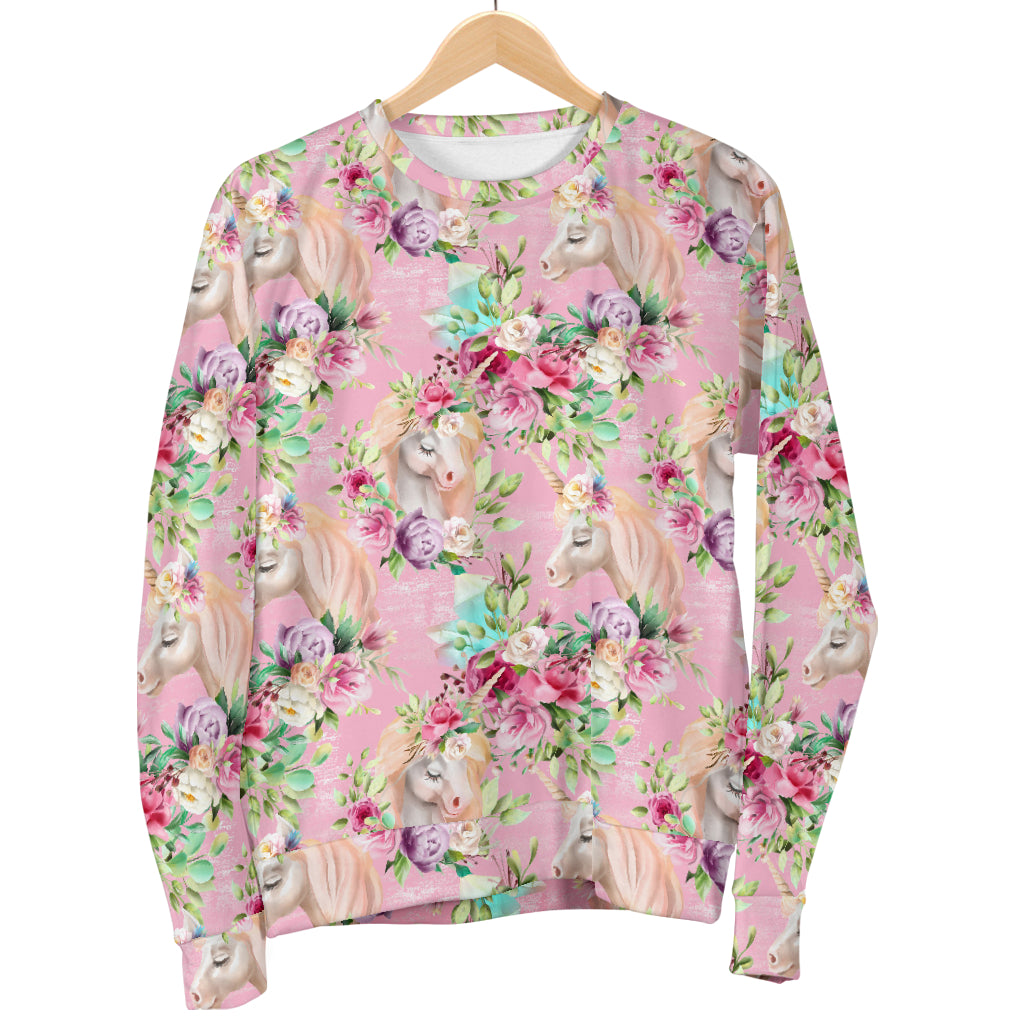 Unicorn Princess with Rose Men Long Sleeve Sweatshirt