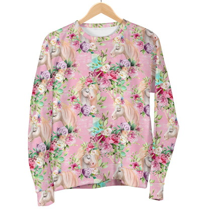 Unicorn Princess with Rose Men Long Sleeve Sweatshirt