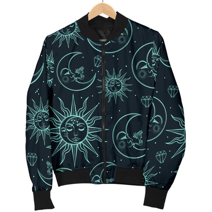 Sun Moon Magic Design Themed Print Men Bomber Jacket