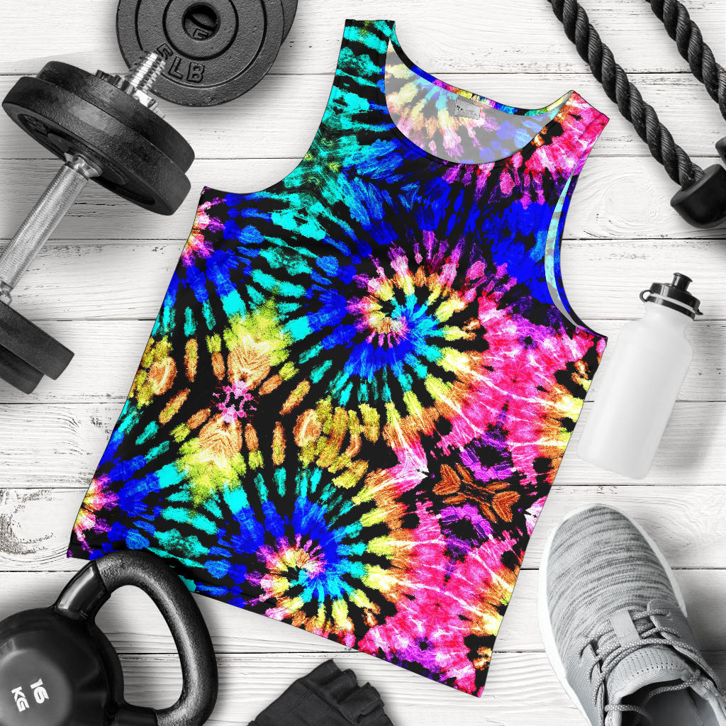 Tie Dye Rainbow Design Print Men Tank Top