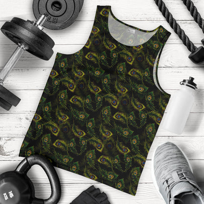 Peacock Feather Pattern Design Print Men Tank Top