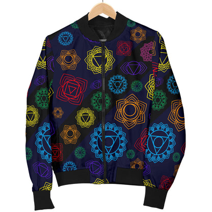 Chakra Colorful Print Pattern Men Bomber Jacket