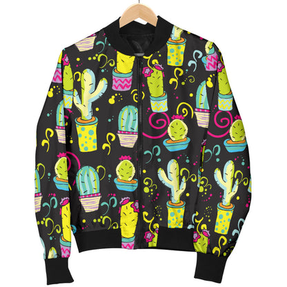 Cactus Neon Style Print Pattern Men Bomber Jacket