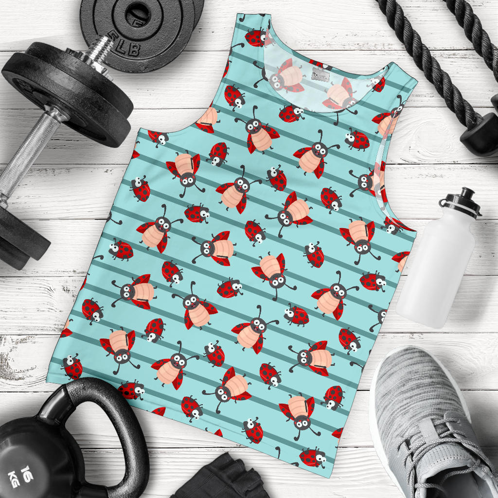 Ladybug Happy Print Pattern Men Tank Top