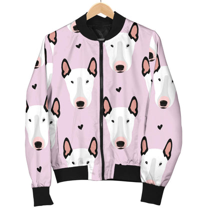 Bull Terrier Pink Print Pattern Men Bomber Jacket