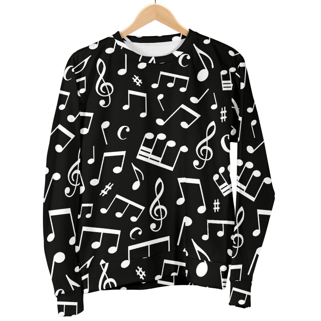 Music Note Black white Themed Print Men Long Sleeve Sweatshirt