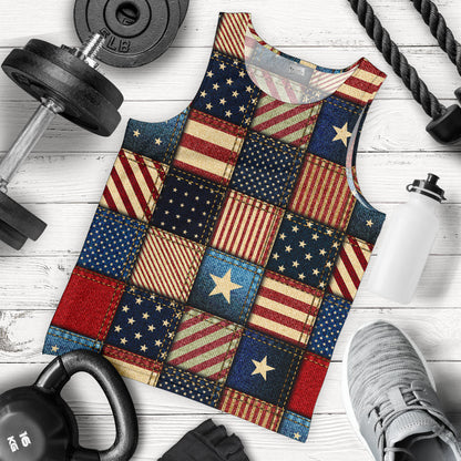 American flag Patchwork Design Men Tank Top