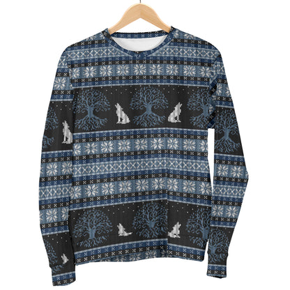 Wolf Tree of Life Knit Design Print Women Long Sleeve Sweatshirt