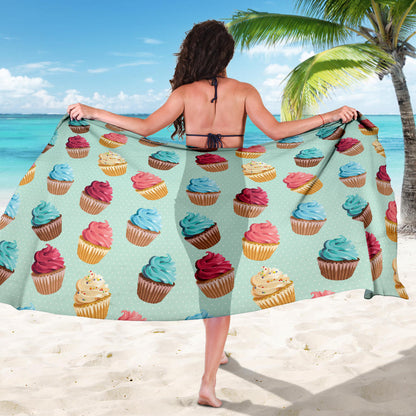 Cupcake Pattern Print Design 01 Sarong Pareo Wrap