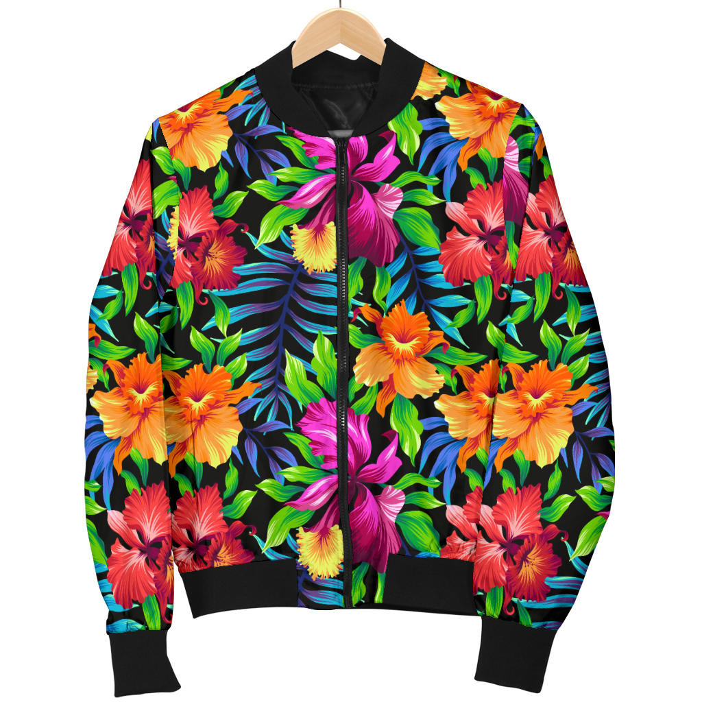 Tropical Folower Colorful Print Men Bomber Jacket