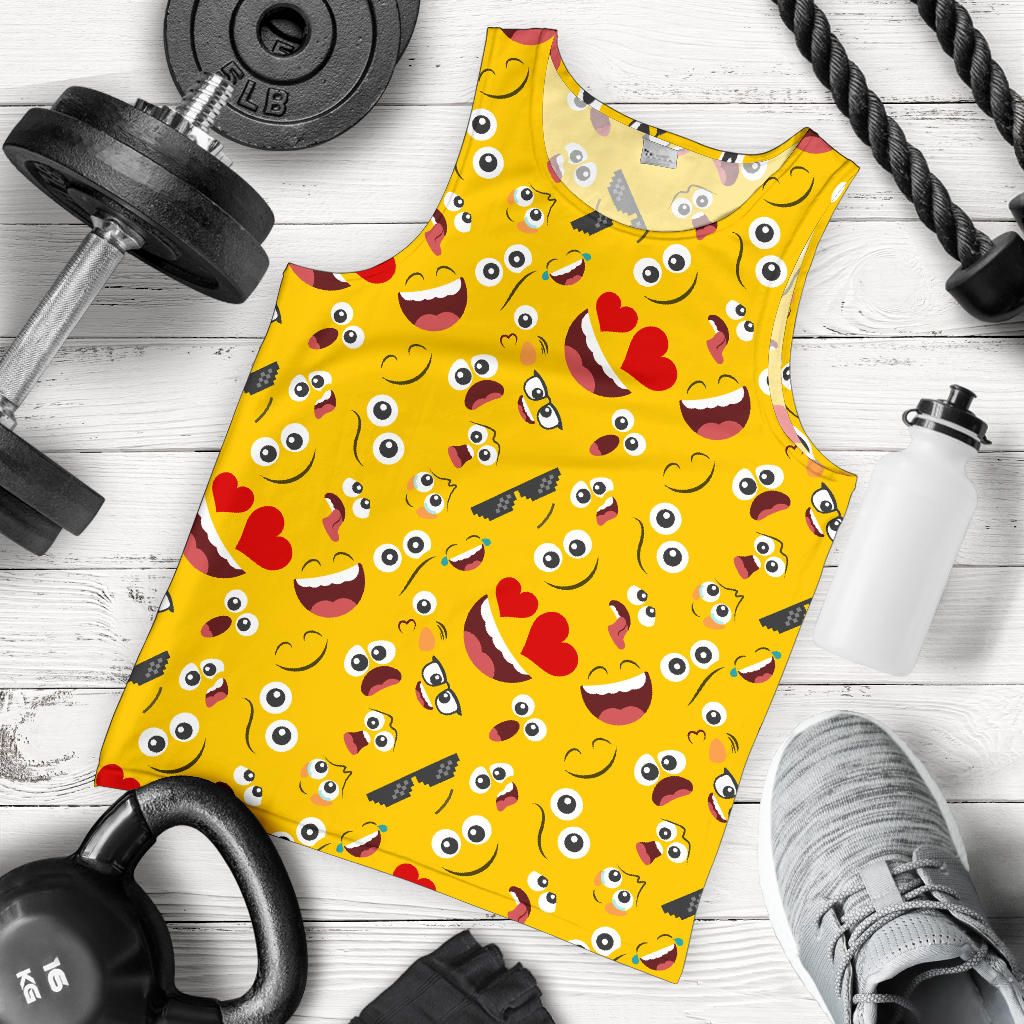 Emoji Face Print Pattern Men Tank Top