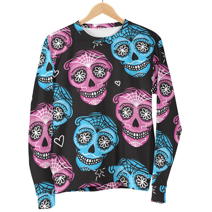Day of the Dead Skull Print Pattern Men Long Sleeve Sweatshirt