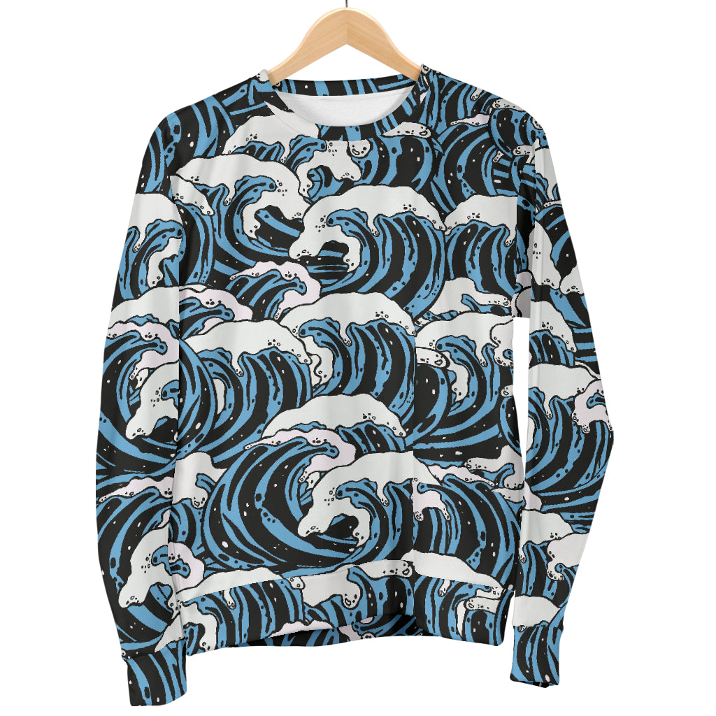 Surf Wave Pattern Print Men Long Sleeve Sweatshirt
