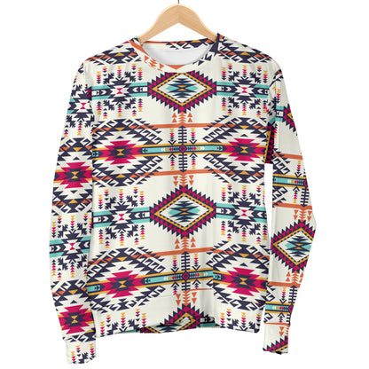 Indian Navajo Art Themed Design Print Men Long Sleeve Sweatshirt