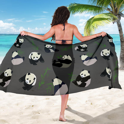 Panda Pattern Print Design A06 Sarong Pareo Wrap