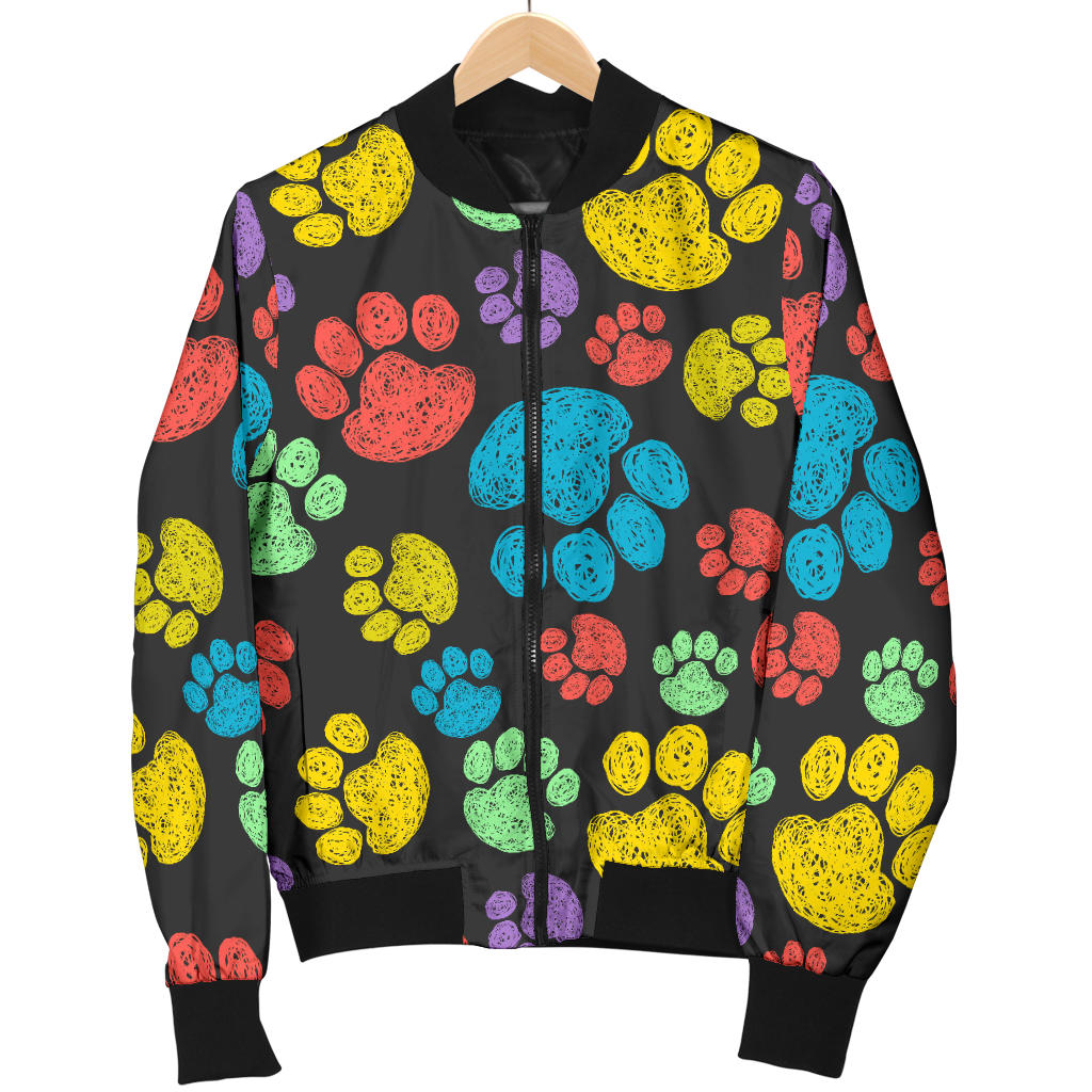 Paw Colorful Print Men Bomber Jacket