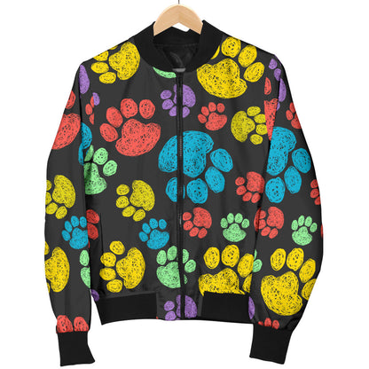 Paw Colorful Print Men Bomber Jacket