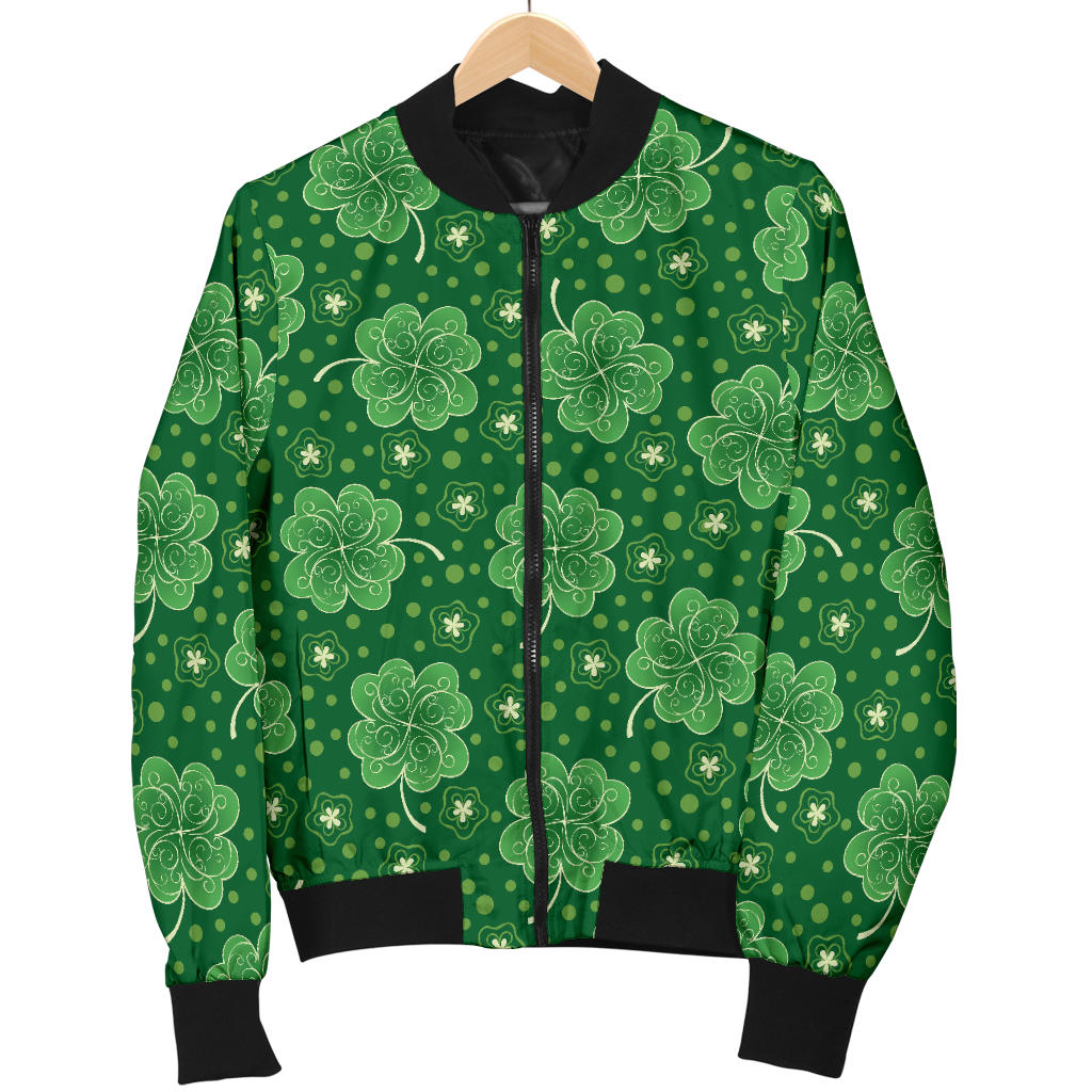 Shamrock Design Print Men Bomber Jacket