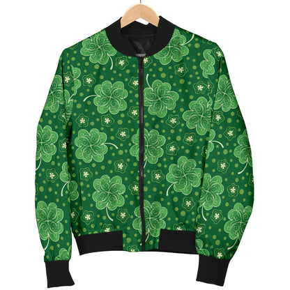 Shamrock Design Print Men Bomber Jacket