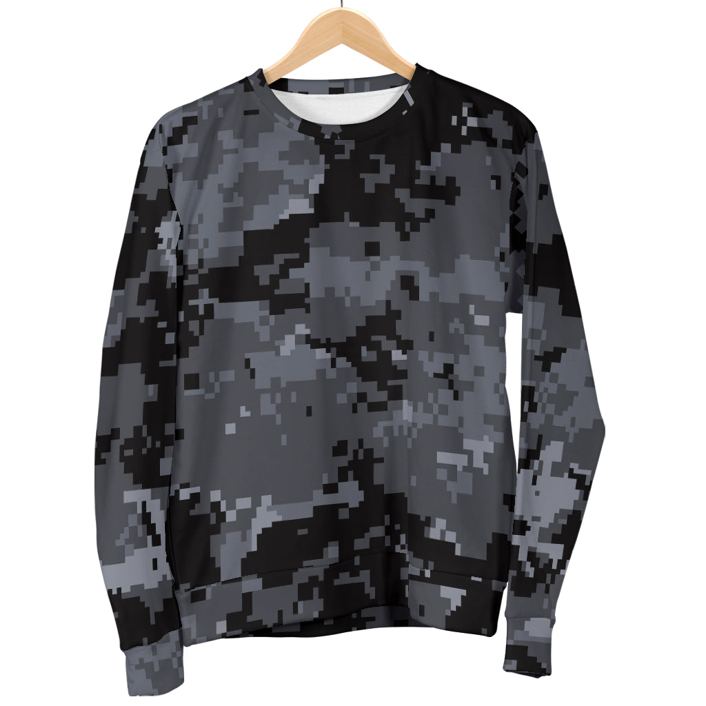 ACU Digital Black Camouflage Men Long Sleeve Sweatshirt