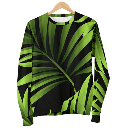 Green Neon Tropical Palm Leaves Women Long Sleeve Sweatshirt