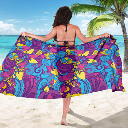 Psychedelic Mushroom Pattern Print Design A03 Sarong Pareo Wrap