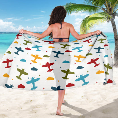 Airplane Pattern Print Design 06 Sarong Pareo Wrap