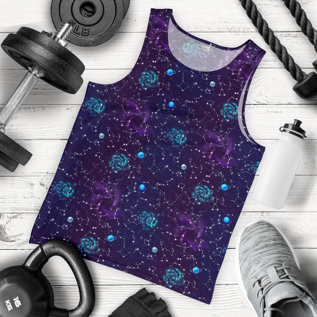 Zodiac Galaxy Design Print Men Tank Top